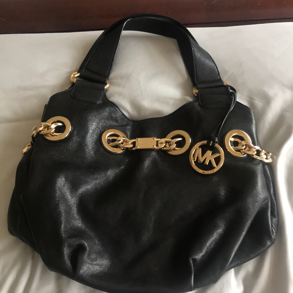 Michael Kors black leather with gold details